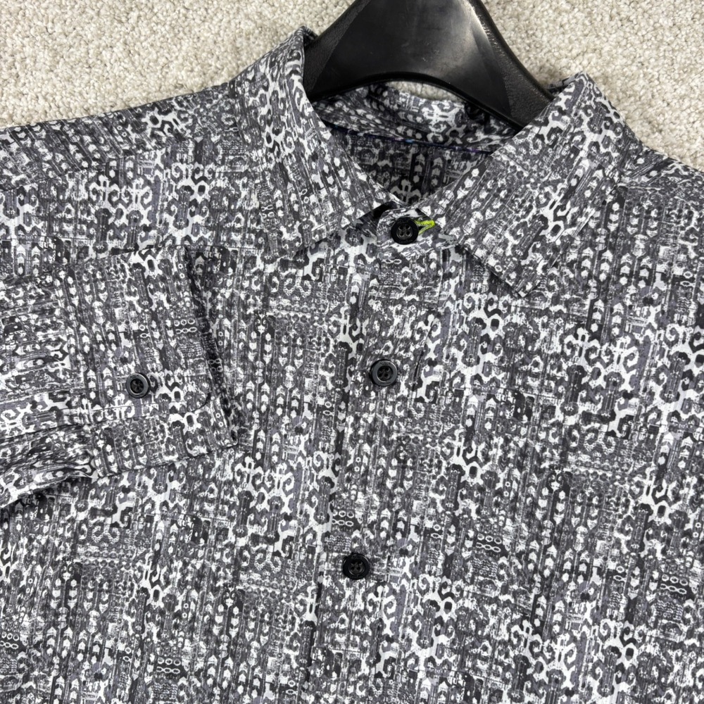 Robert Graham Button Down Mens M Grey Galloway UV Protection Stretch